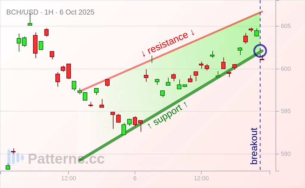 Bitcoin Cash: Rising Wedge 10/06/2025