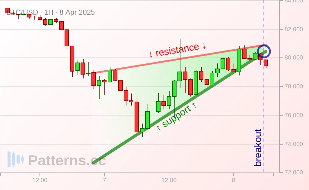 Bitcoin: Rising Wedge 04/08/2025