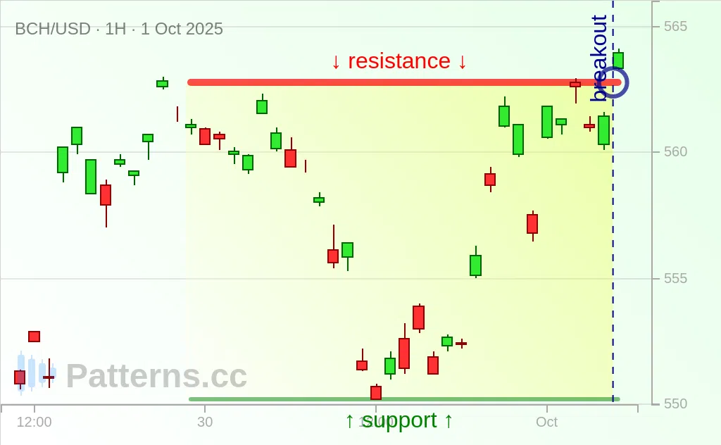 Bitcoin Cash: Rectangle 10/01/2025